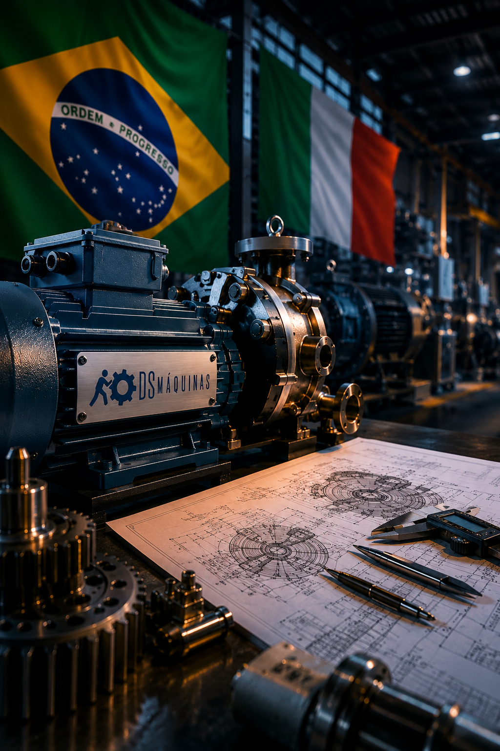 Maquinário industrial detalhado